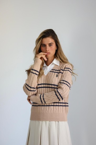 סריג שילוב פסים פולו