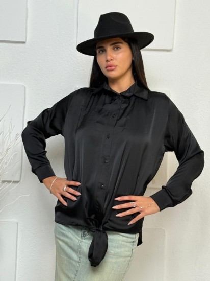 חולצה סאטן ארוך קשירה