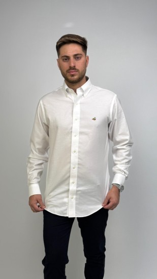 חולצה פורור סמל זהב לבן 