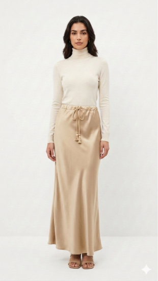 חצאית סאטן דיור מקסי