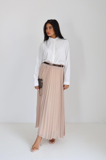 חצאית פליסה שיפון חגורה