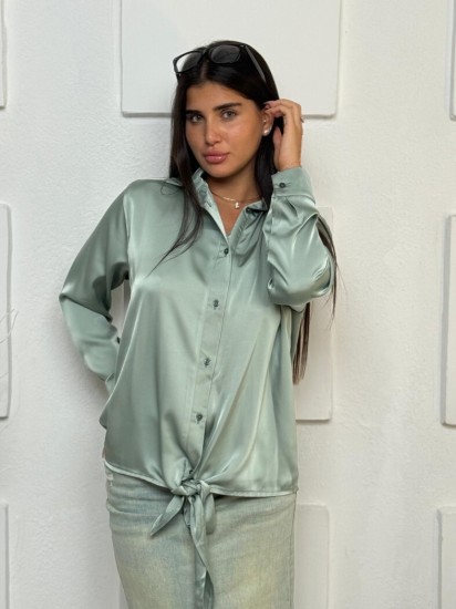 חולצה סאטן ארוך קשירה
