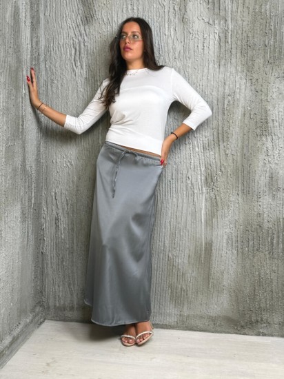 סאטן חצאית גומי