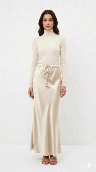 חצאית סאטן דיור מקסי